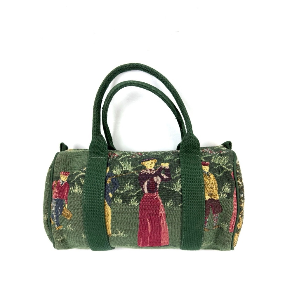 Vintage Golf Handbag Barrel Style Tapestry Fairway Country Club Golfer Purse